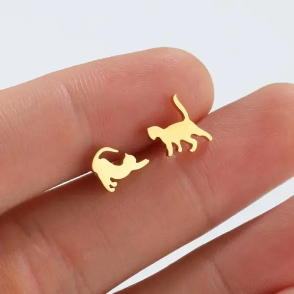 PVD Coated 18K Gold Real Gold Plated Cat 304 Stainless Steel Fashion Waterproof Non Tarnish Earrings