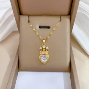 F322 White Titanium Steel Chain Copper Pendant
