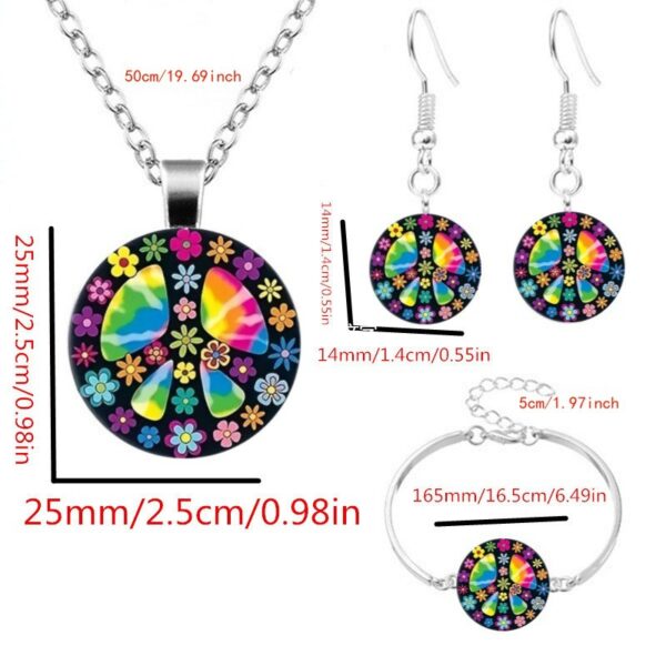Wholesale Peace logo pattern necklace suit women's cross-border European and American fashion silver bracelet earrings jewelry three-piece set