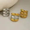 Wholesale PVD Coated Real Gold Plated 18K Gold Geometric 304 Stainless Steel Hawaiian Lady Tropical Waterproof Non Tarnish Rings