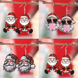 Wholesale Cute and quirky Santa Claus pendant earrings for Christmas
