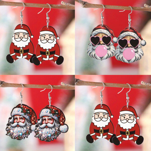 Wholesale Cute and quirky Santa Claus pendant earrings for Christmas