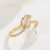 Wholesale Jewelry Lady Heart Shape Crown Flower Copper Zircon Inlay Open Rings