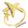 Wholesale Ion Plating (IP) Real Gold Plated 18K Gold Starfish 304 Stainless Steel Casual Marine Style Waterproof Non Tarnish Open Rings