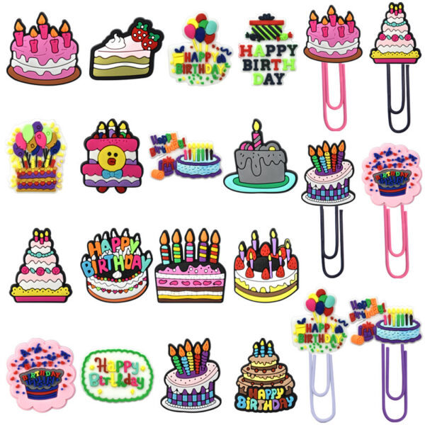 Wholesale Random 50pcs Birthday Cake Paper Clip Bookmark