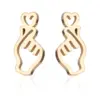 Wholesale PVD Coated 18K Gold Real Gold Plated Gesture Heart Shape 201 Stainless Steel Sweet Waterproof Non Tarnish Ear Studs