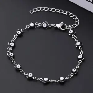 Black Eye Bracelet (Stainless Steel) / 10X5mm (Length: 160+50mm) / 1 Strand/Package