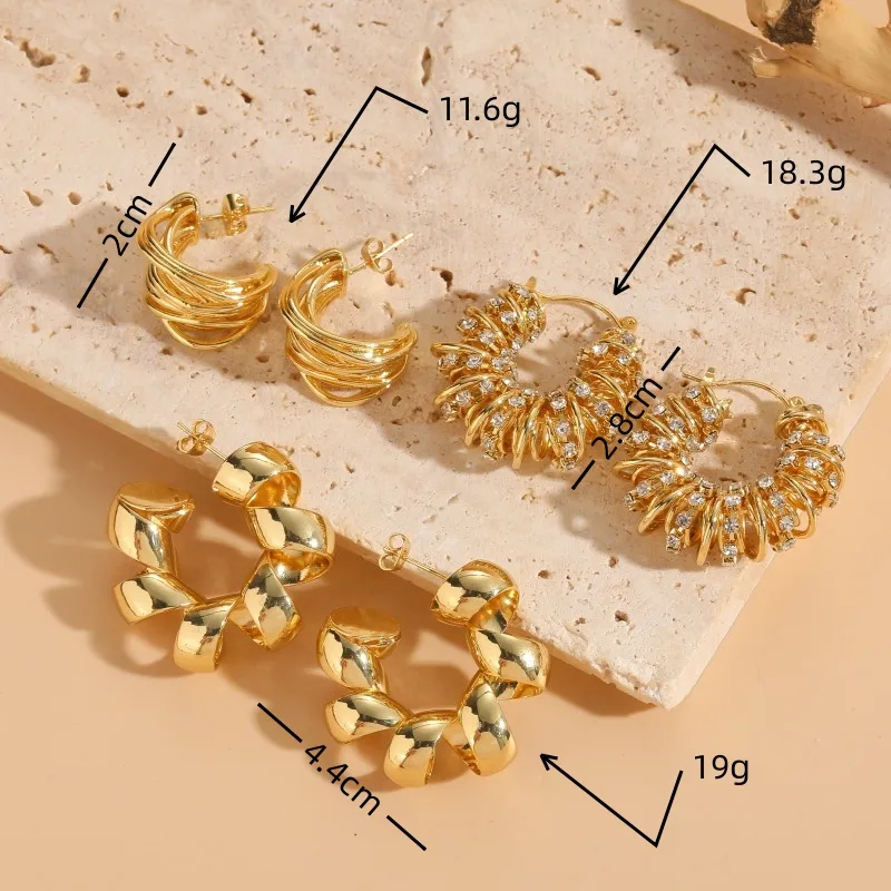 Wholesale 1 Pair Elegant Luxurious C Shape The Answer Plating Inlay Copper Zircon 14k Gold Plated Earrings