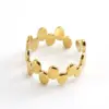 Wholesale Jewelry Retro Solid Color 304 Stainless Steel Titanium Steel 18K Gold Plated Plating Hollow Out Stainless Steel Rings