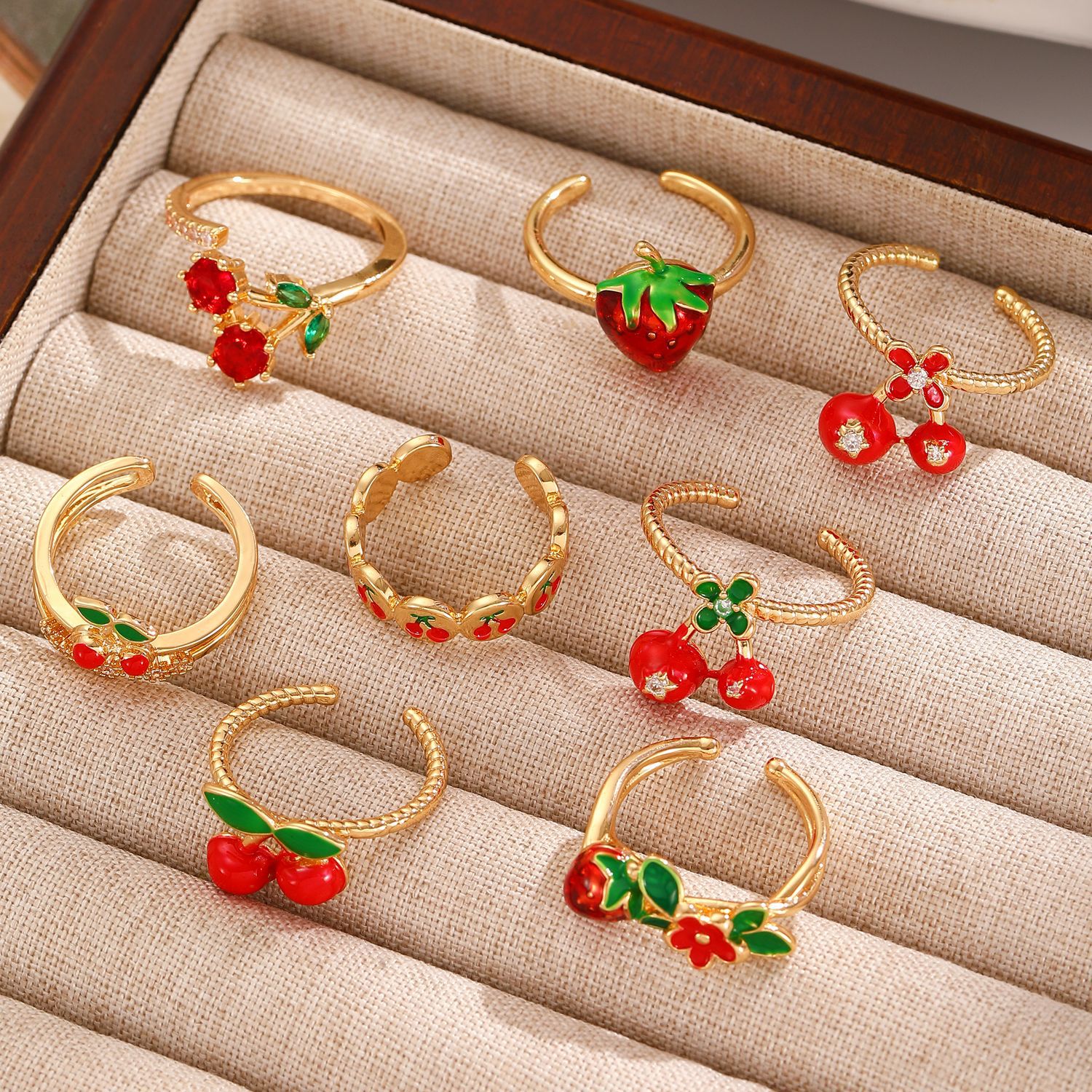 Wholesale Sweet Love Cherry Open Ring