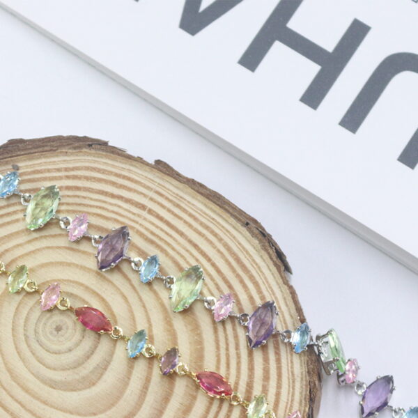 Wholesale Explosive European and American fashion color zircon full diamond luxury bracelet women tourmaline luxury candy fresh bracelet