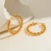 Wholesale Round Braided Vacuum Electroplating (In-Furnace) 18K Real Gold Plated 304 Stainless Steel No Inlay Material Hoop Earrings For Women