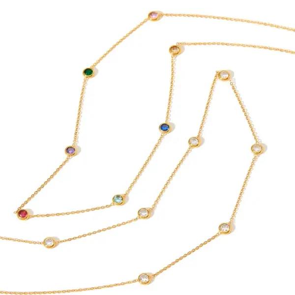 Wholesale Fashion Round Stainless Steel Titanium Steel Plating Inlay Zircon Necklace