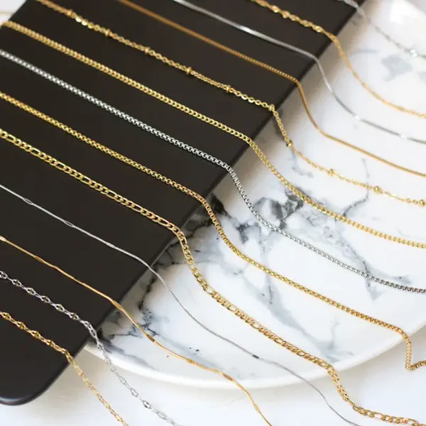 PVD Coated Real Gold Plated 18K Gold 304 Stainless Steel Waterproof Non Tarnish 304 Stainless Steel Necklace