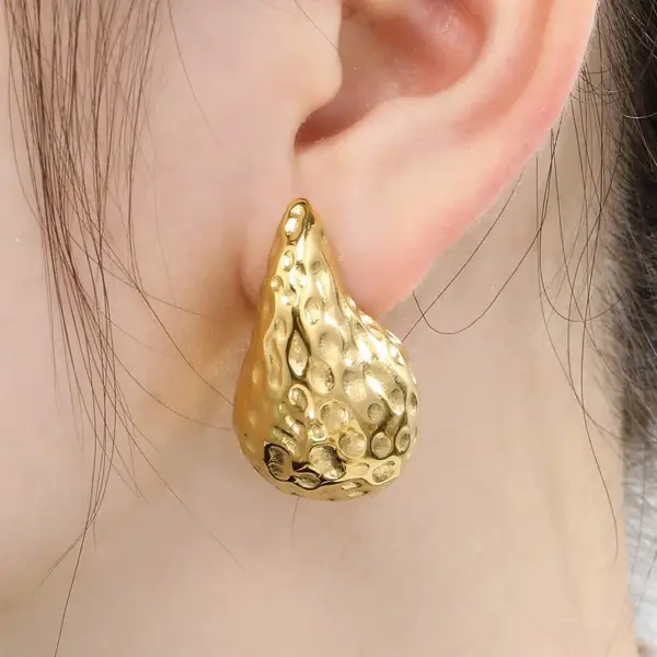 304 Stainless Steel Solid Color PVD Coated 18K Real Gold Plated Basic Waterproof Non Tarnish Ear Studs