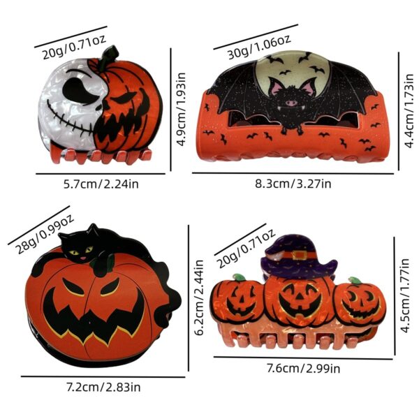 Wholesale New cross-border Halloween claw clip, funny pumpkin head black cat hair clip, back of head updo bat ponytail hair clip.