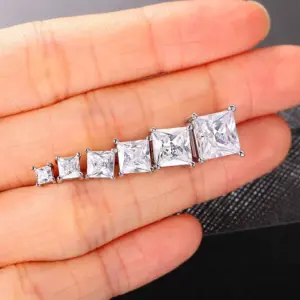 Wholesale Simple Style Square Copper Inlay Zircon Ear Studs 1 Pair