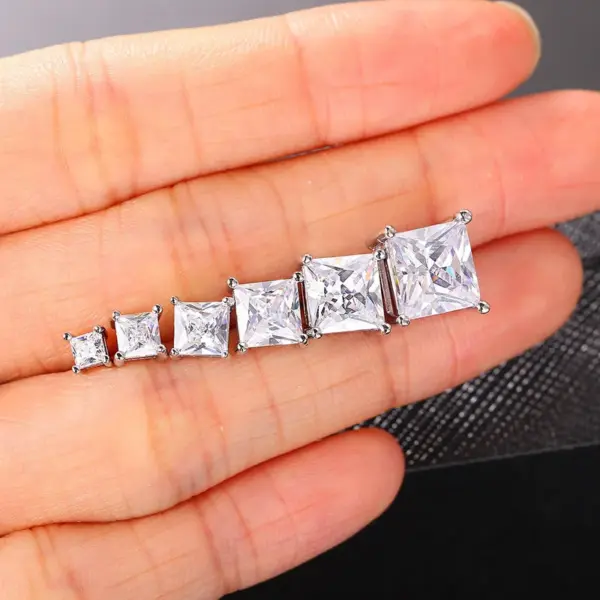 Wholesale Simple Style Square Copper Inlay Zircon Ear Studs 1 Pair