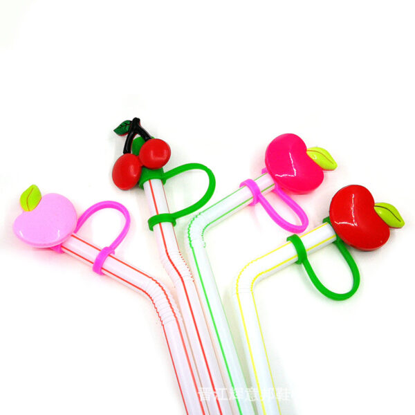 Wholesale Straw Cap Flower Fruit Straw Cover Silicone Dust Plug Party Straw