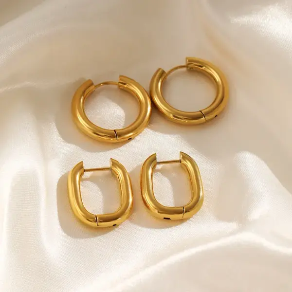 Wholesale 1 Pair Simple Style Circle Plating 304 Stainless Steel Stainless Steel Earrings