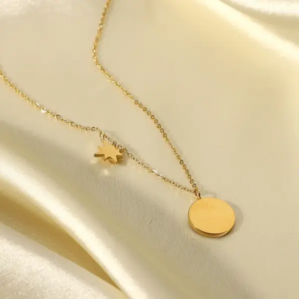 Wholesale Jewelry Star Stainless Steel Titanium Steel PVD Coated Plating Pendant Necklace