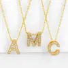 Wholesale Fashion Letter Copper Gold Plated Zircon Necklace