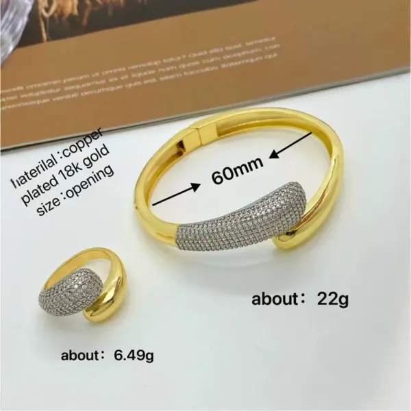 Wholesale Jewelry IG Style Water Droplets Copper Zircon 18K Gold Plated Mixed Metal Plating Inlay Rings Bracelets