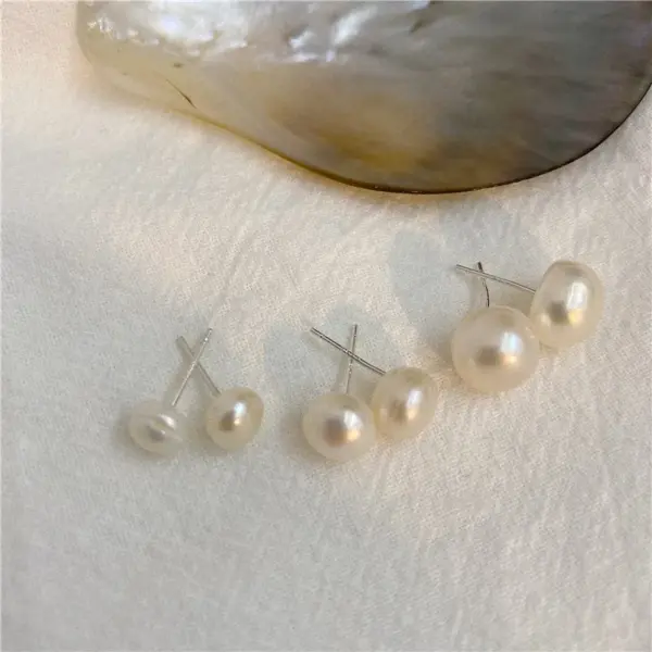 Wholesale 1 Pair Retro Solid Color Plating Freshwater Pearl Ear Studs