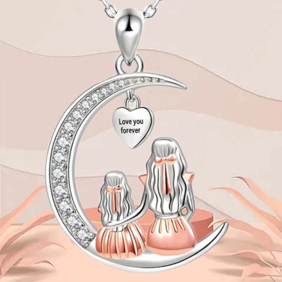Wholesale Cross-Border Temu New Necklace Elegant Pendant Crescent Necklace Personalized Simple Necklace Ladies' Mother's Day Gift