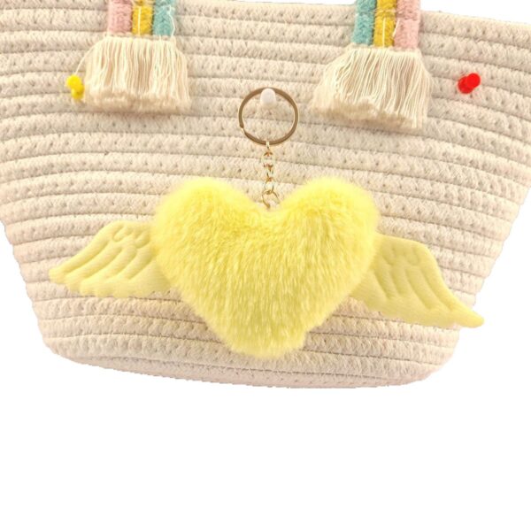 Wholesale Love Wings Fur Ball Keychain Pendant Heart-shaped Plush Girl's Accessories Cute Peach Heart Bag Key Pendant