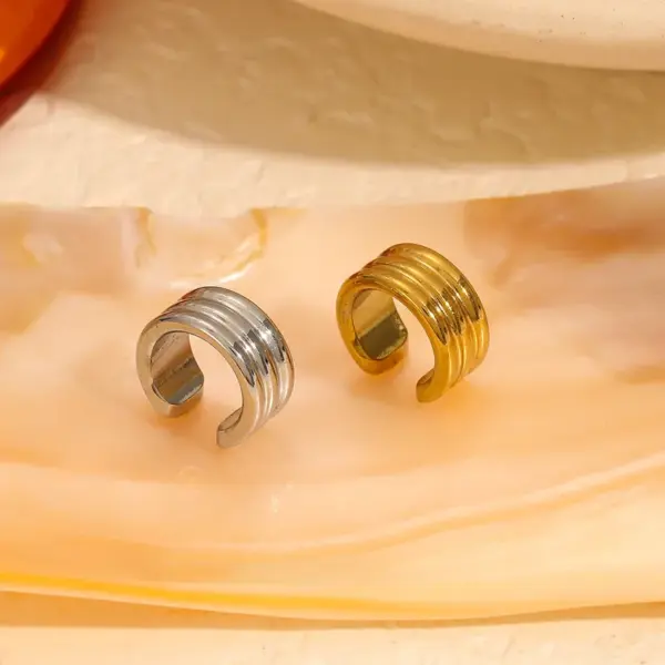 Wholesale PVD Coated Real Gold Plated 18K Gold Geometric 304 Stainless Steel IG Style Waterproof Non Tarnish Ear Cuffs