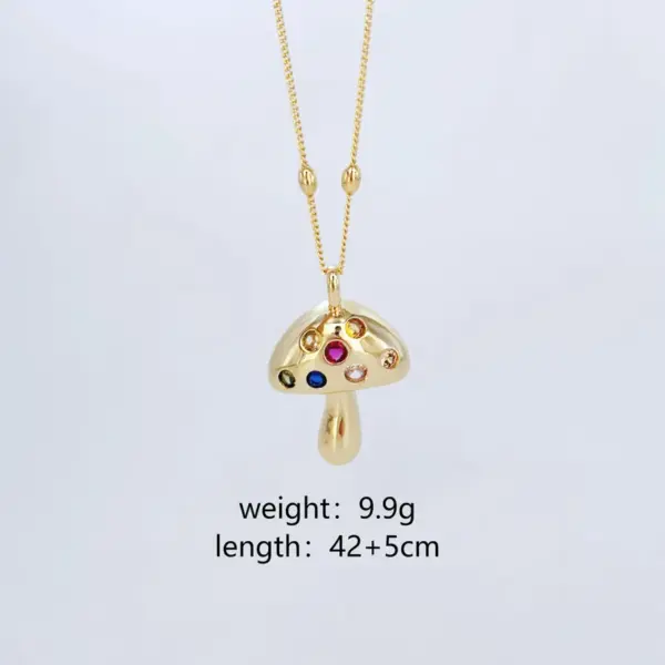 Wholesale Jewelry Cute IG Style Ladybugs Mushroom Copper Zircon 18K Gold Plated Plating Inlay Pendant Necklace
