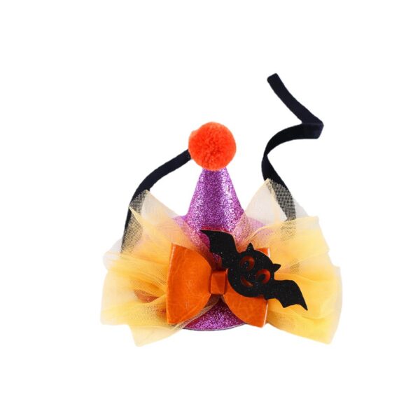 Wholesale Pet Cat Dog Rabbit Halloween Sequins Lace Solid Hat Bat Bow Collar Headwear