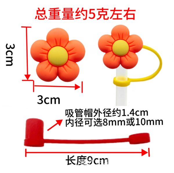 Wholesale Colorful Flower Series Straw Caps Creative DIY Straw Stoppers Reusable Straw Decorative Straw Covers