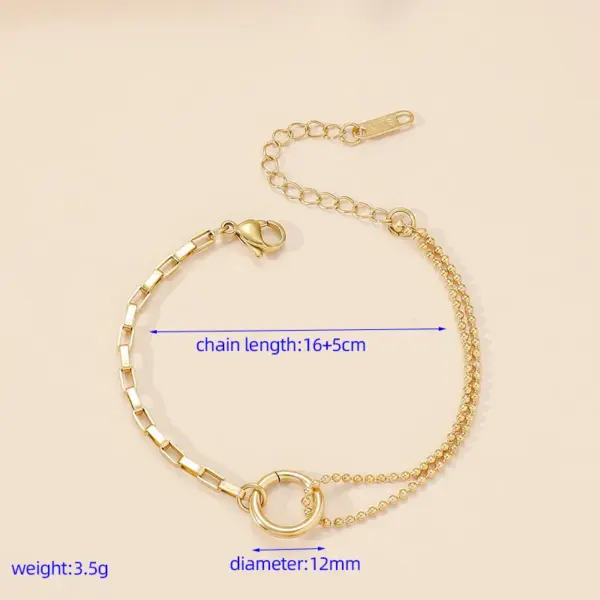 Wholesale PVD Coated Real Gold Plated 18K Gold Circle 304 Stainless Steel Artistic Waterproof Non Tarnish 304 Stainless Steel Bracelets