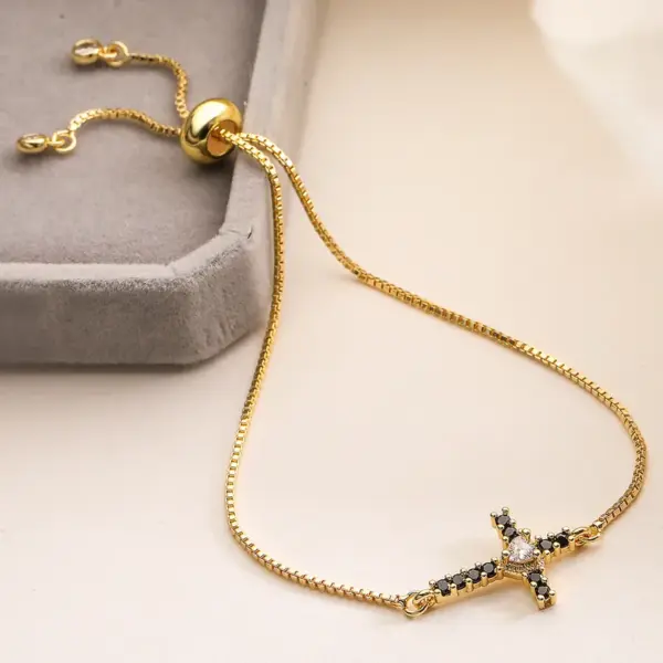Wholesale Jewelry Retro Simple Style Cross Copper Bracelets Box Chain