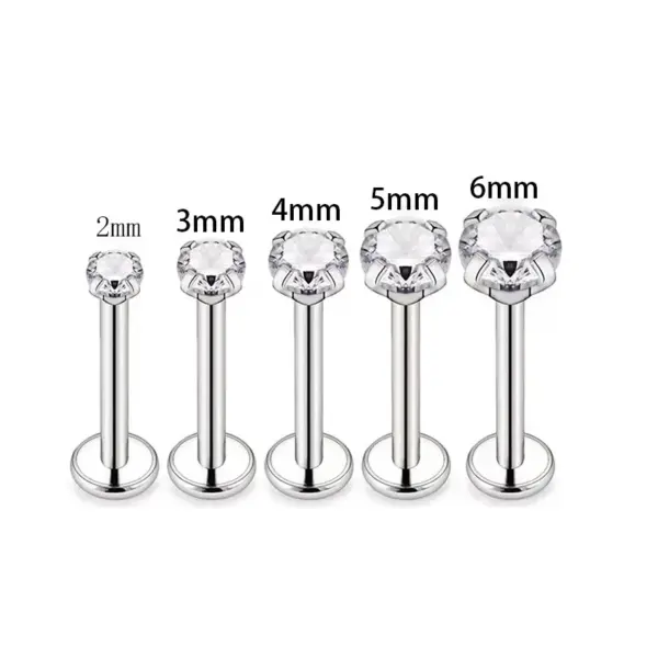 1 Piece Titanium Alloy Zircon Simple Style Lip Rings Geometric Inlay Lip Rings Ear Cartilage Rings & Studs