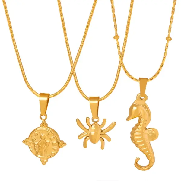 Wholesale PVD Coated Real Gold Plated Snake Crab Titanium Steel Modern Style Waterproof Non Tarnish Titanium Steel Pendant Necklace