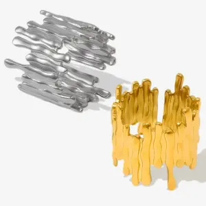 Wholesale Ion Plating (IP) Real Gold Plated 18K Gold Geometric 304 Stainless Steel Elegant Simple Style Streetwear Waterproof Non Tarnish Open Rings