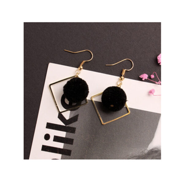 Wholesale Minimalist Handmade Design Internet Celebrity Khaki Geometric Diamond Hair Ball Earrings Sweet Simple Earrings