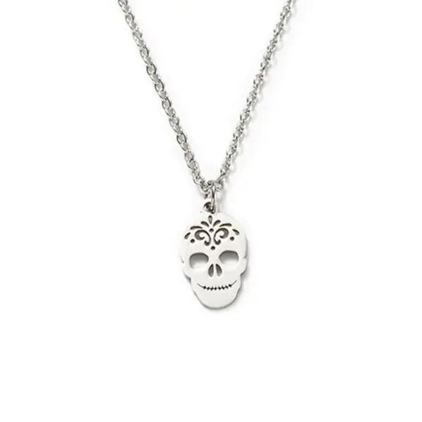 Wholesale PVD Coated Skull Stainless Steel Fashion Waterproof Non Tarnish 302 Stainless Steel Necklace