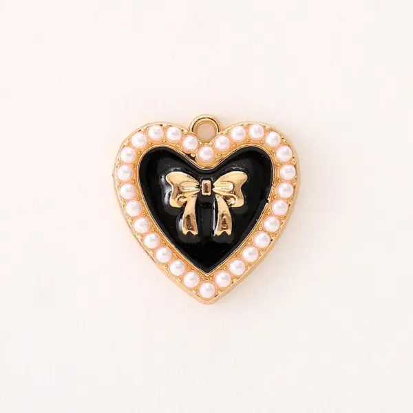 1 Piece 17*17mm 20*19mm 24*24mm Zinc Alloy Pearl Heart Shape Flower Bow Knot Pendant