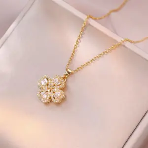 X3348 White Heart Rotating Necklace