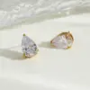 Wholesale 18K Gold Plated 304 Stainless Steel Vacuum Electroplating (In Furnace) Water Drop Zircon Earrings For Women