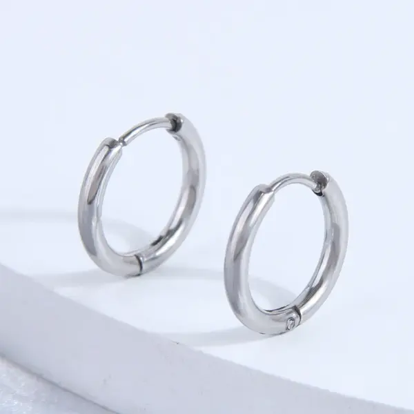 Wholesale 304 Stainless Steel Stainless Steel Round Simple Style Silver Hoop Earrings