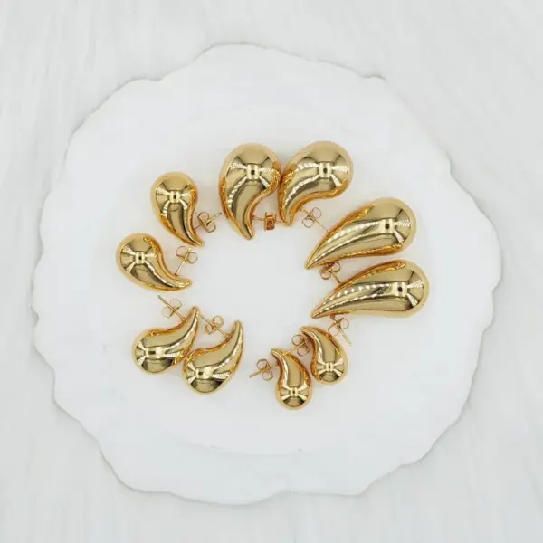 Wholesale Rack Plated Long-Lasting Plated Vacuum Plating 18K Gold Plated 24K Gold Plated Gold Plated Water Droplets 304 Stainless Steel Steel Basic Modern Style Classic Style Ear Studs