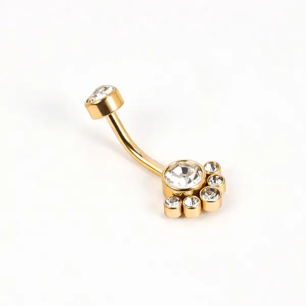 oly-d3fead166b59e873746ff90332cddf7e Wholesale 1 Piece Belly Rings Simple Style Solid Color 302 Stainless Steel 316 Stainless Steel lishing Plating Inlay Diamond 18K Gold Plated Belly Rings