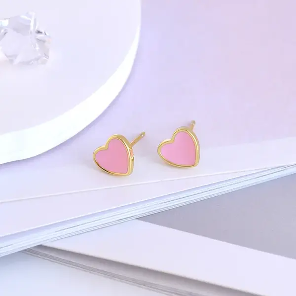 Wholesale Simple Style Heart Plating Copper Earrings Ear Studs