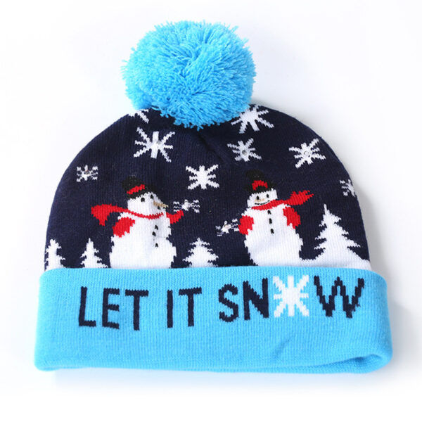 Wholesale Winter children's Christmas knitted hat with light Halloween led hat