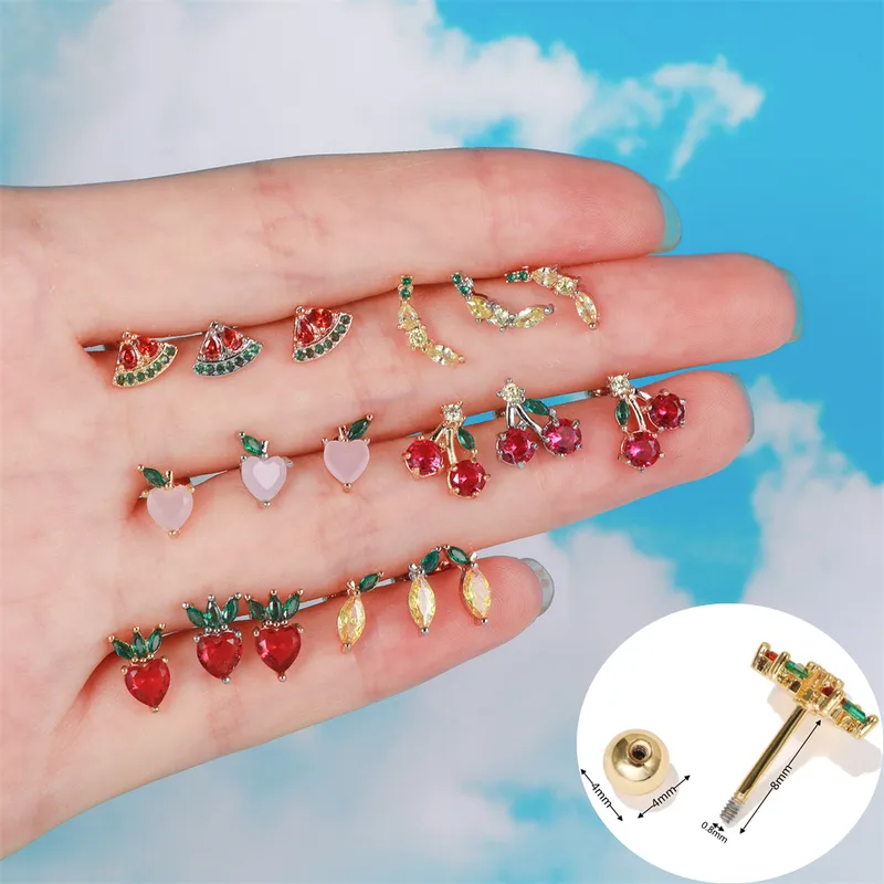 Ear Cartilage Rings & Studs Fashion Ft Brass Artificial Gemstones